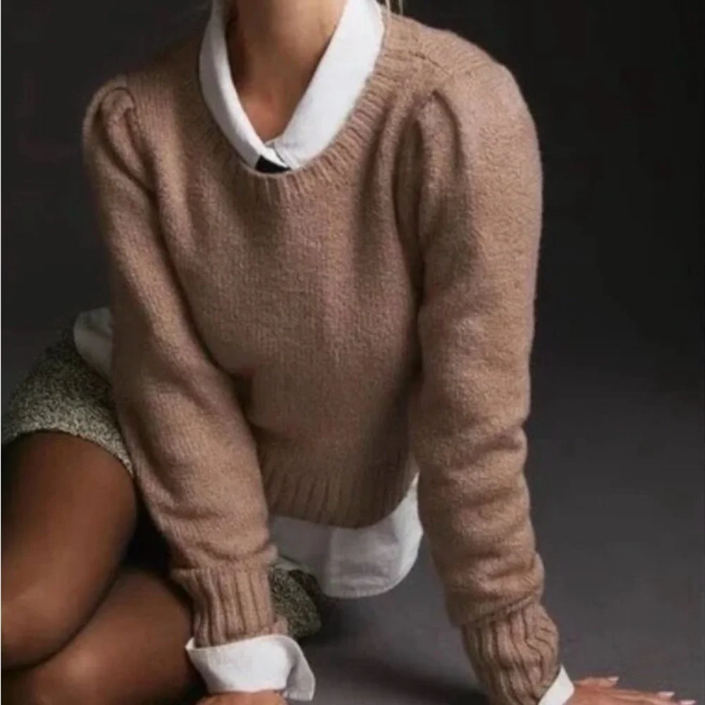 Maeve Light Brown Crew Neck Sweater - Picture 1 of 6